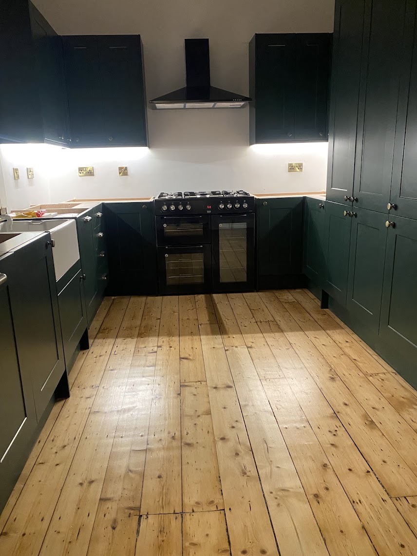 Completed kitchen socket and lighting installation
